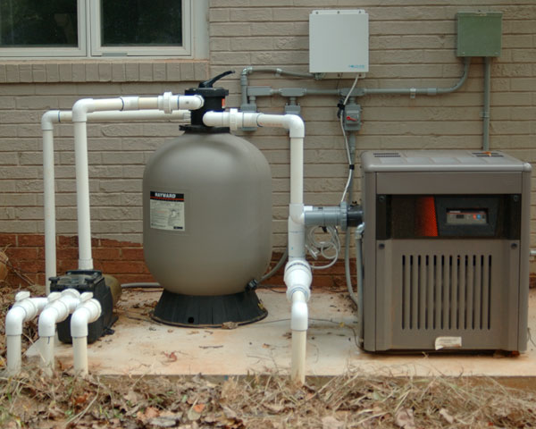 large swimming pool with heater